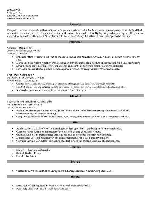 sample resume example