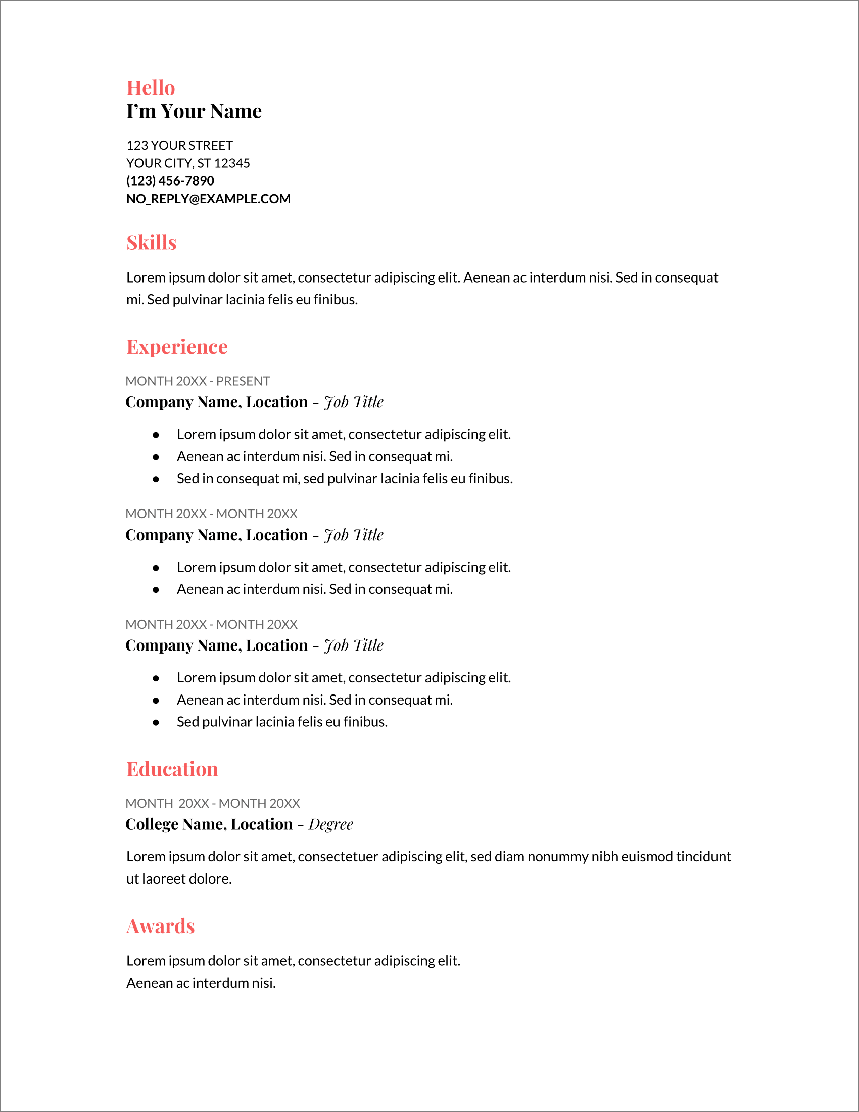 sample uk resume format