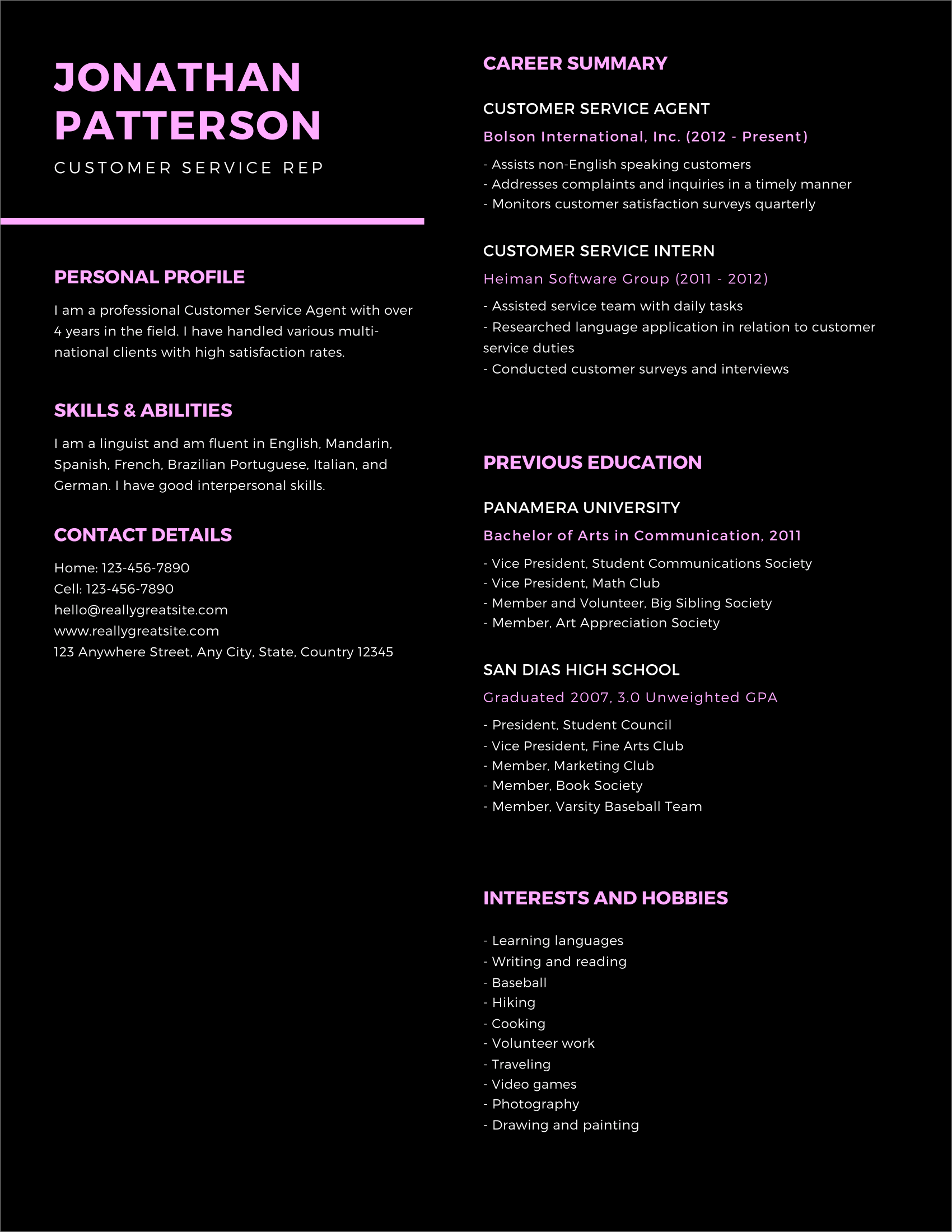 free CV template to download