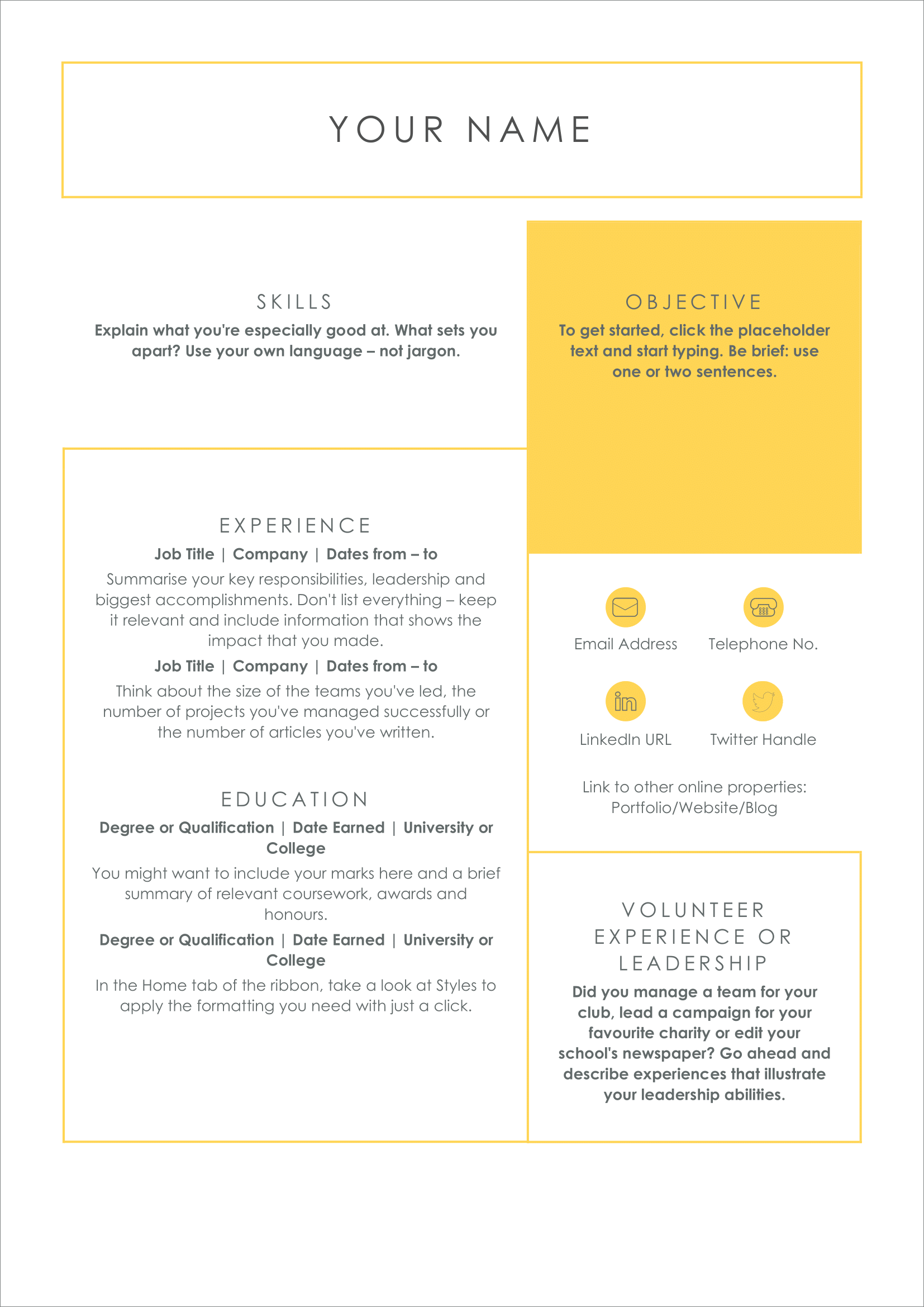 free CV template to download