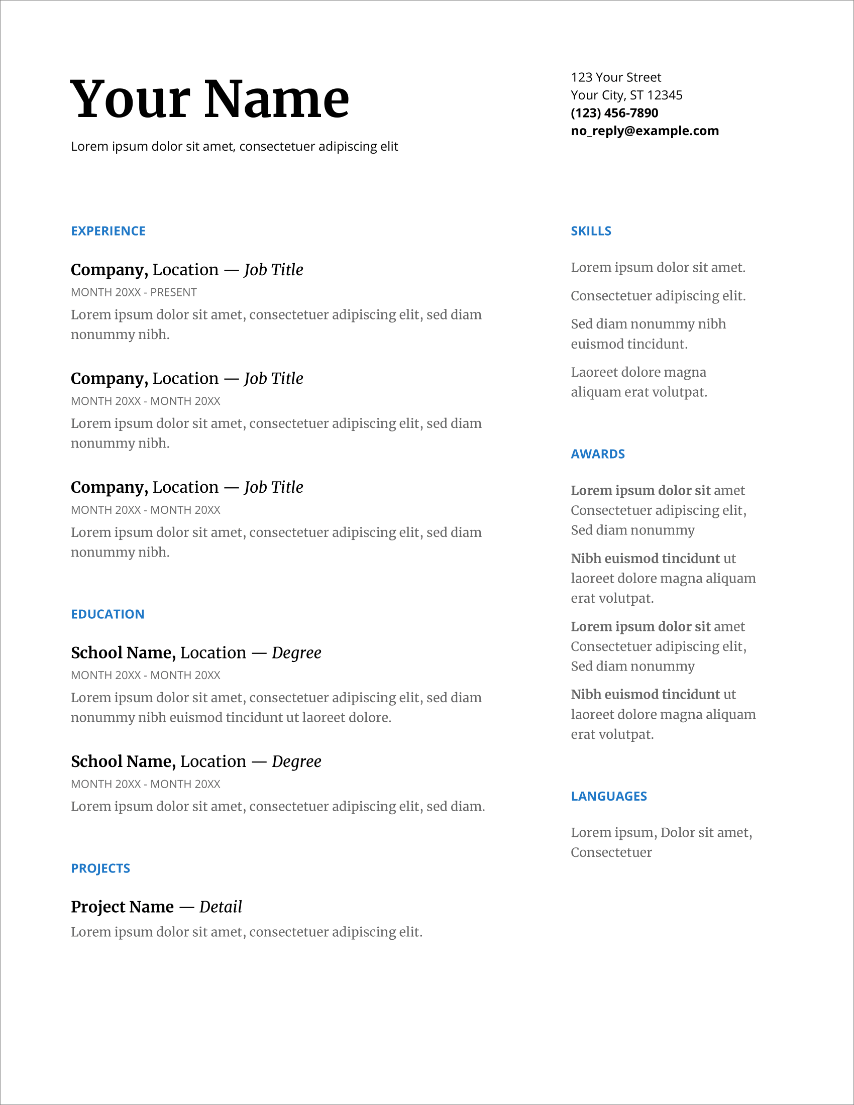 free cv template download word