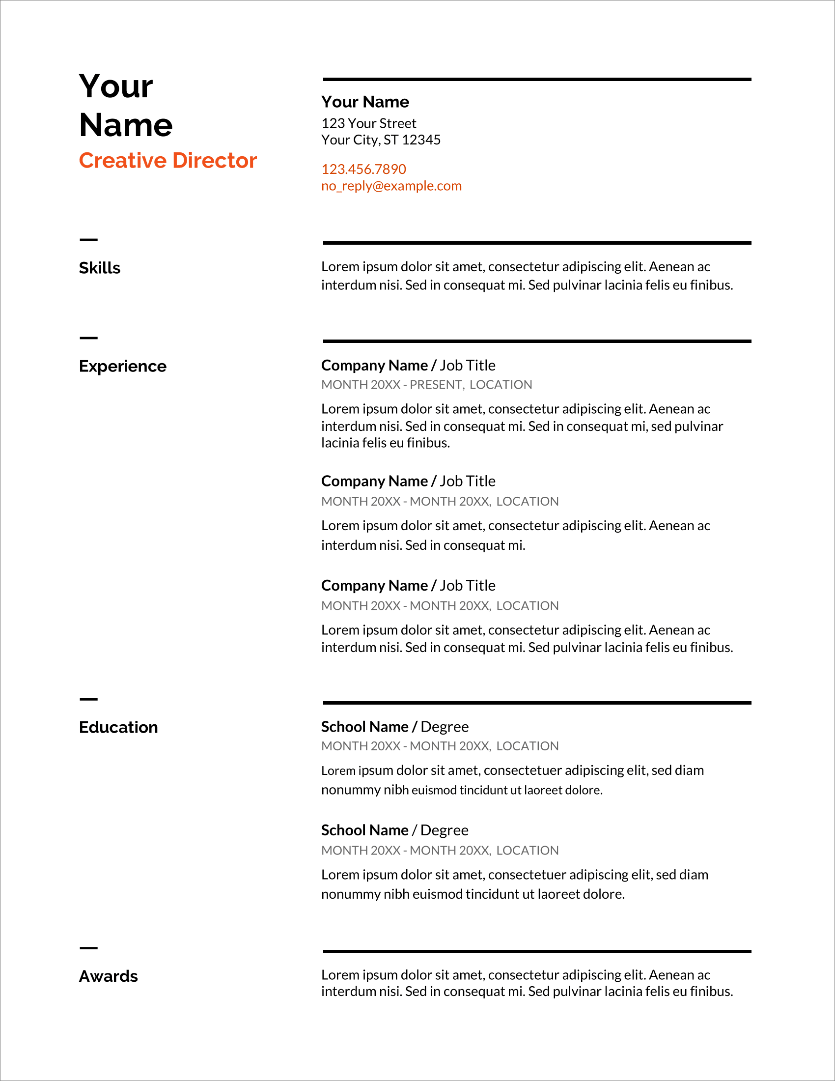 free resume template word document