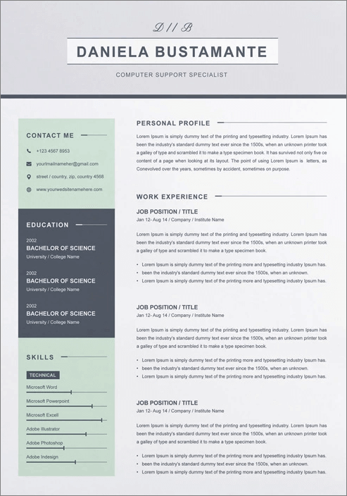 sample resume templates