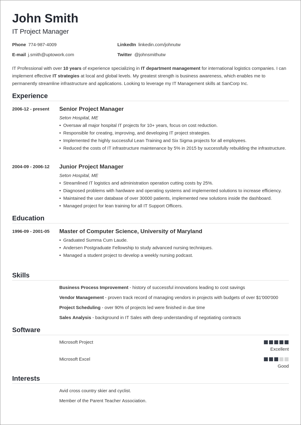 Ats Cv Template Free Download Word