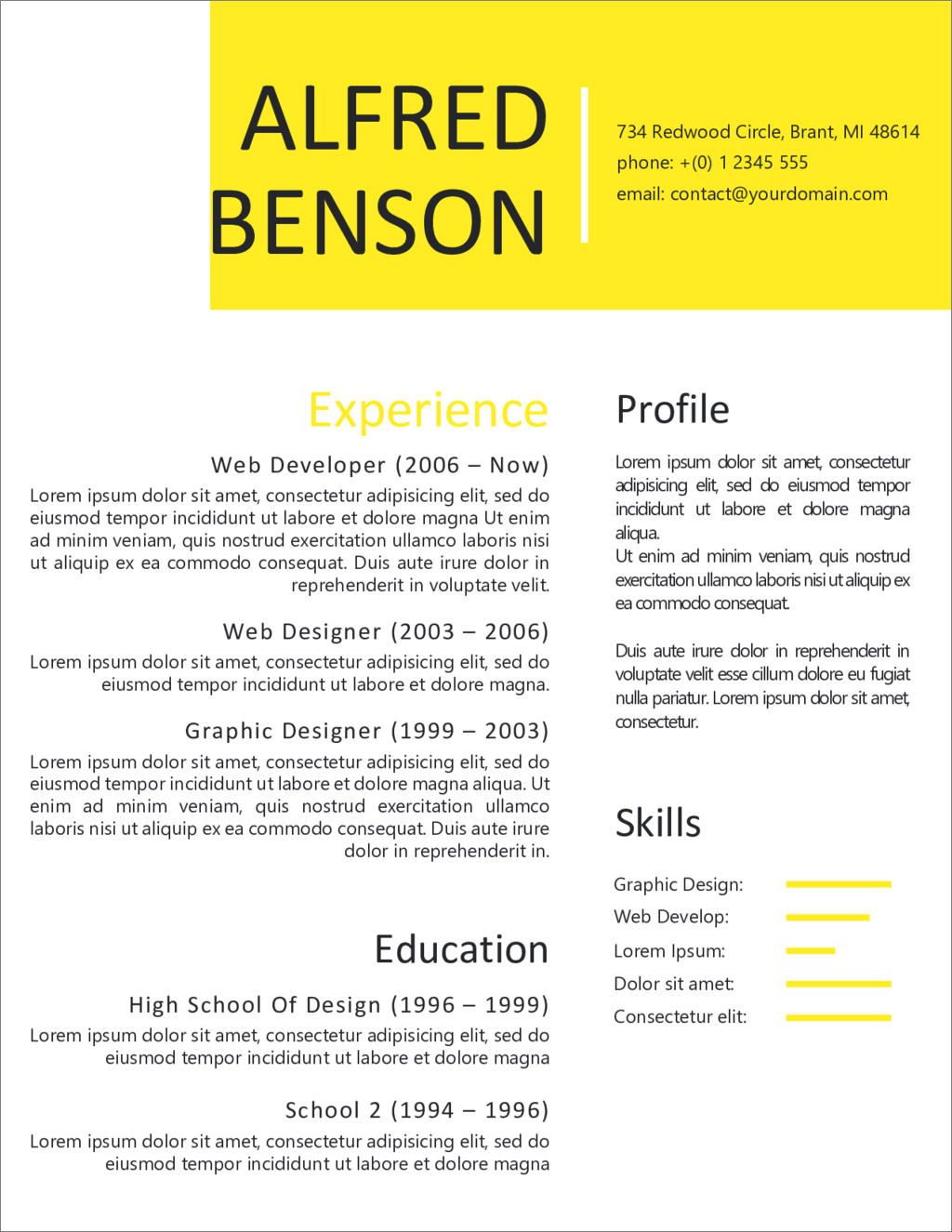 sample resume templates