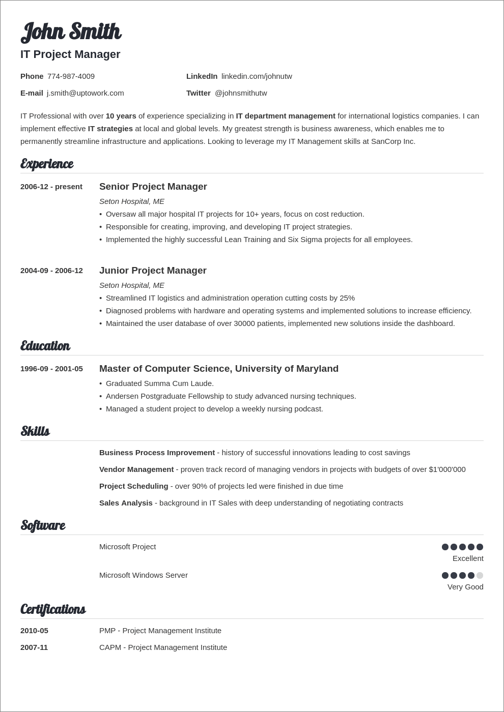 resume word