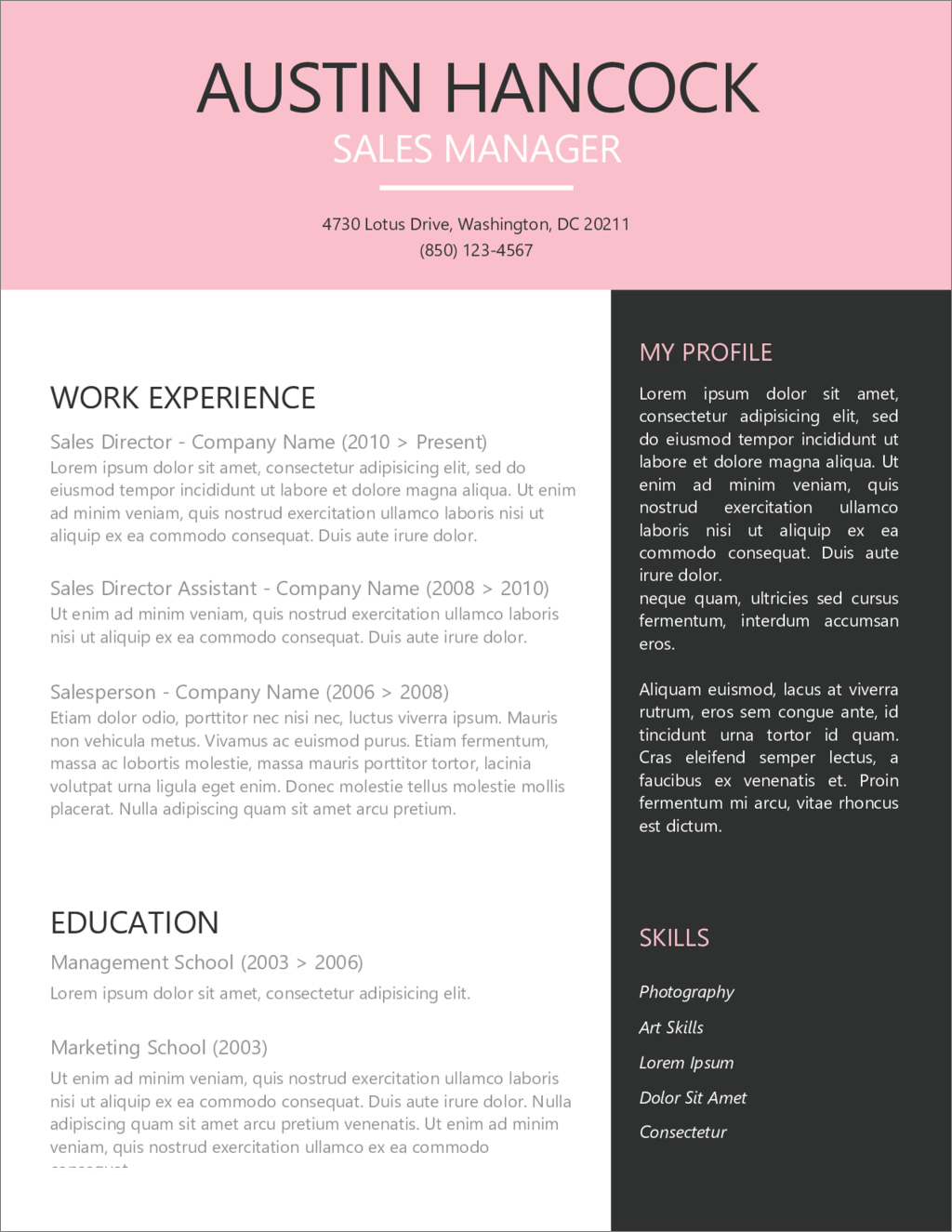 sample resume templates