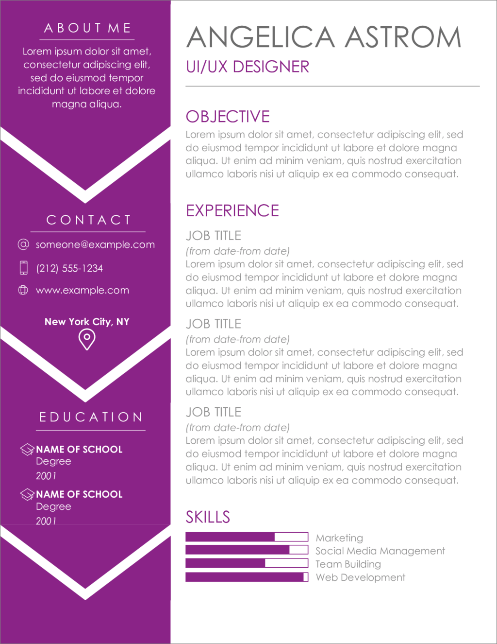 sample resume templates