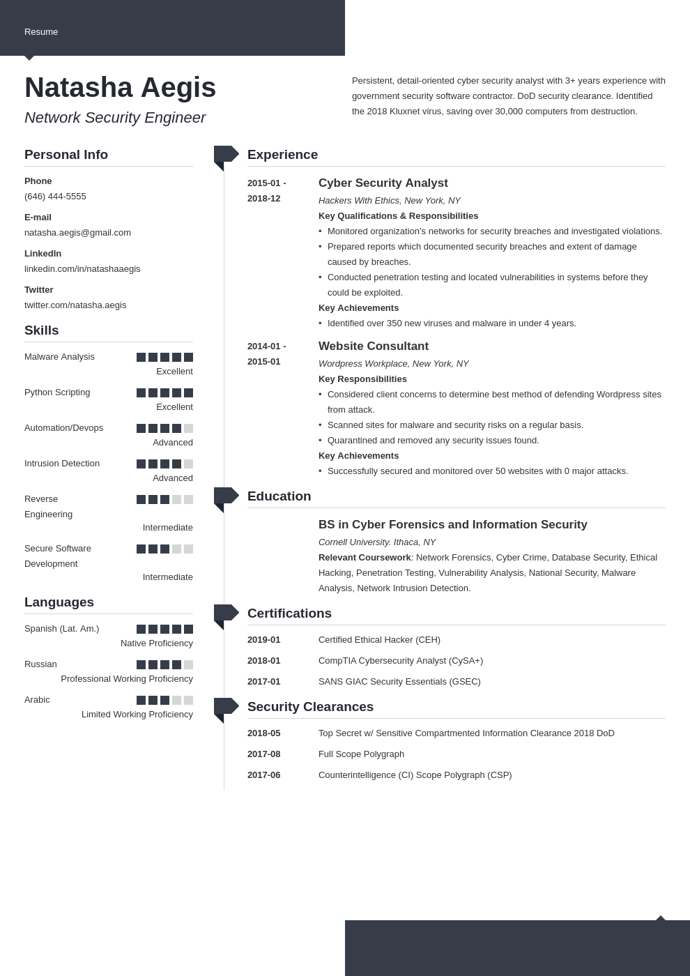 cyber security resume example template modern