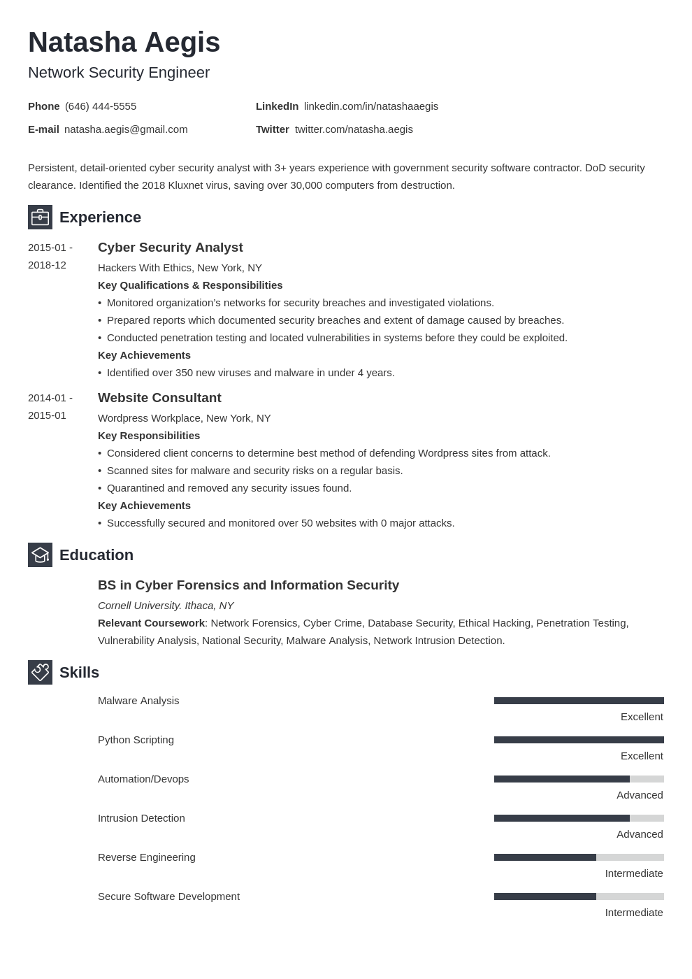 Sample Resume For Information Security Analyst