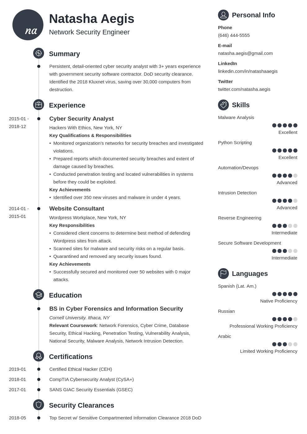 cyber security resume example template primo