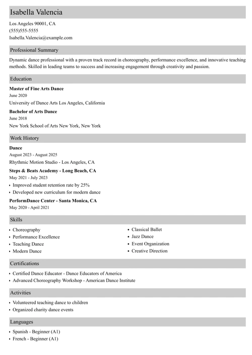 sample resume example