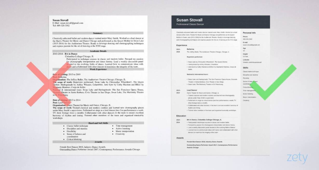 dance resume templates