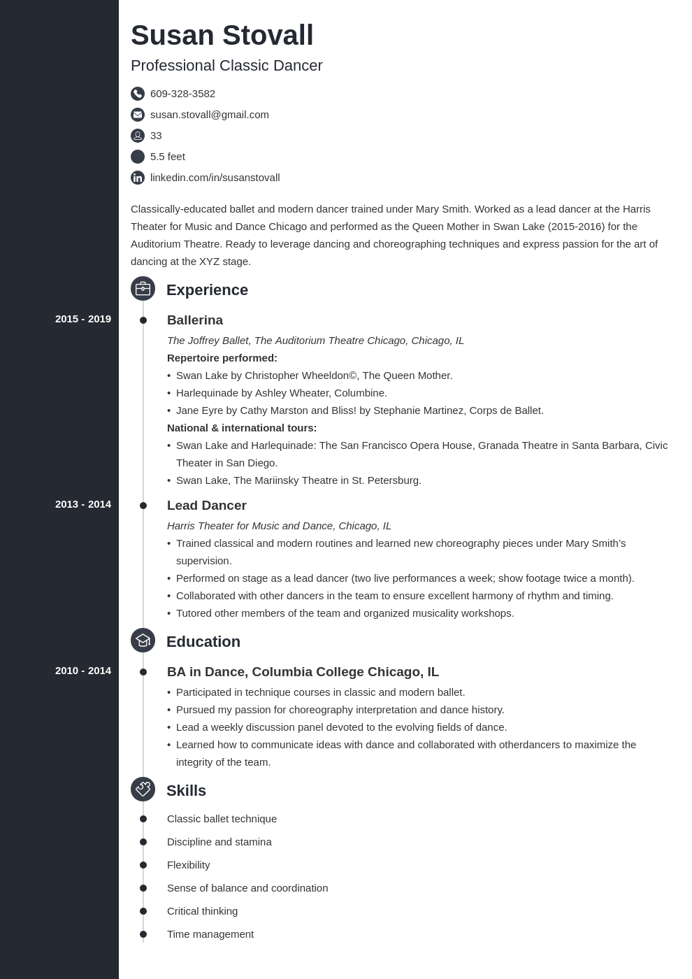 Dance Resume Template (Professional Examples & Guide)