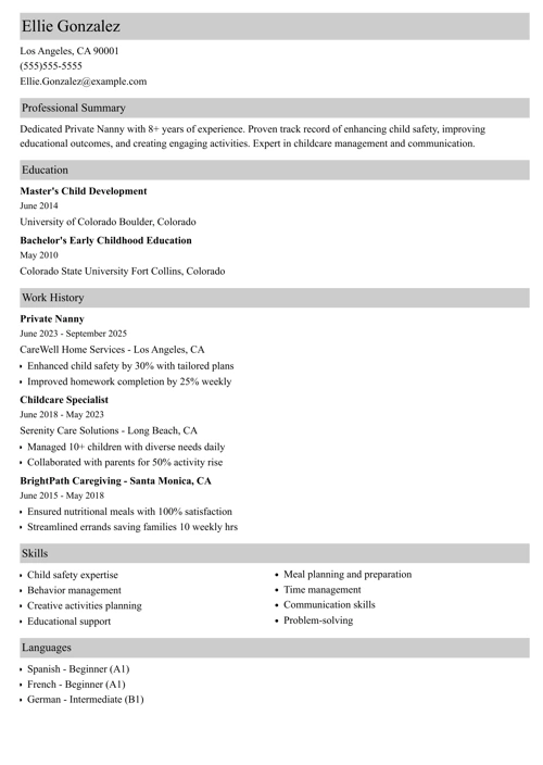 sample resume example