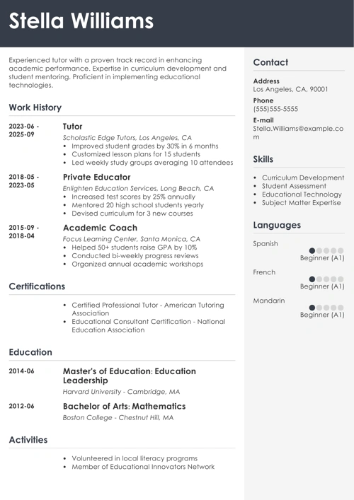 sample resume example