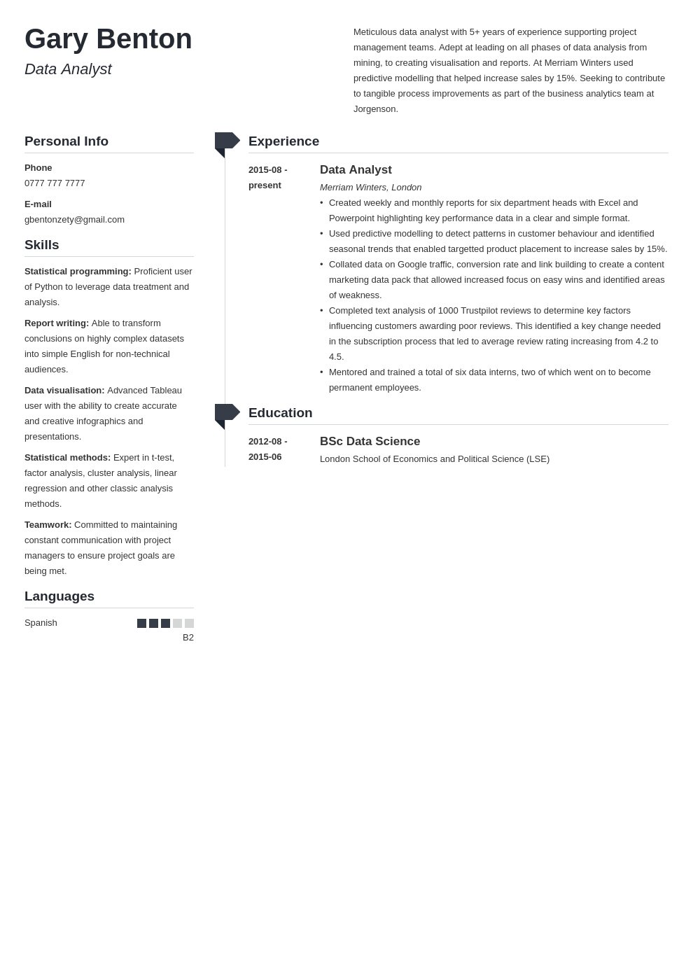 Data Analyst Cv Example & Writing Guide For 2024