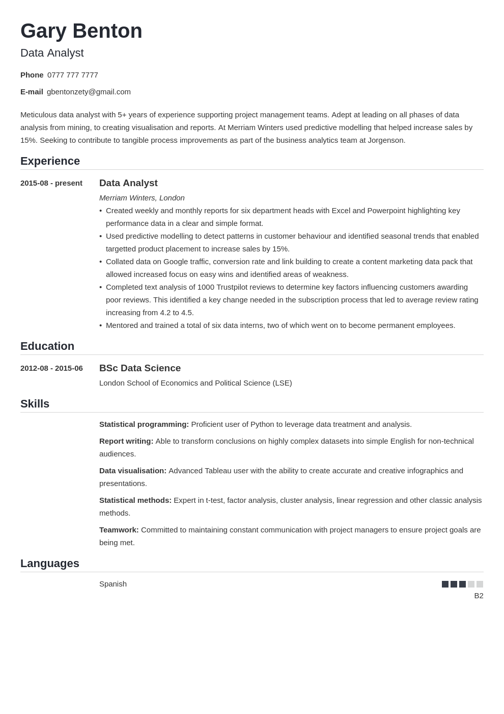 personal statement data science