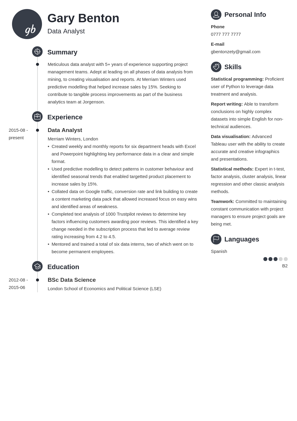 Data Analyst CV Example & Writing Guide for 2023