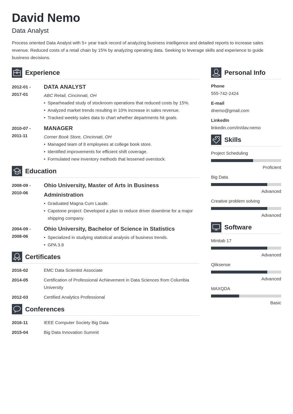 Data Analyst Resume Sample Complete Guide 20 Examples
