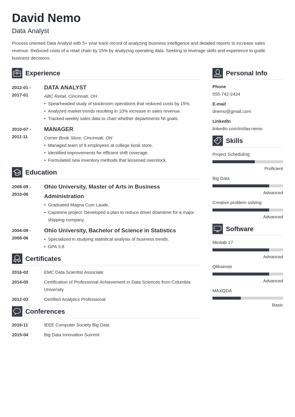 resume template download for data analyst