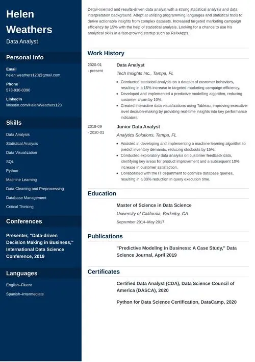 Resume Sample made with Zety Resume Builder