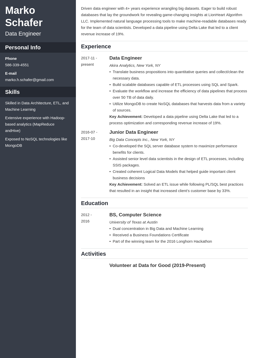 Data Engineer Resume Sample And Guide 20 Tips 