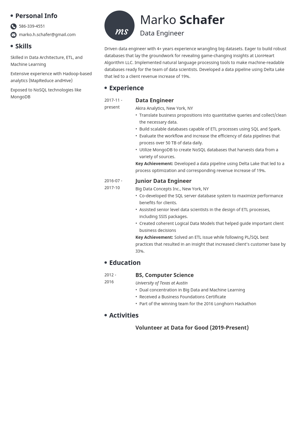 Data Engineer Resume: Sample and Guide [20+ Tips]