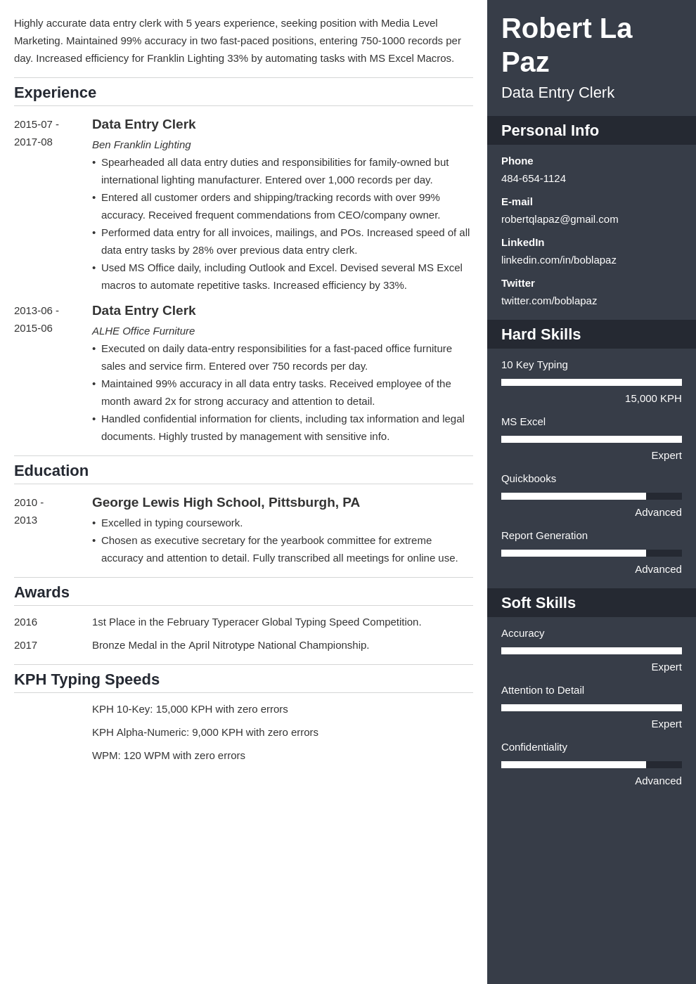 data entry resume example template enfold