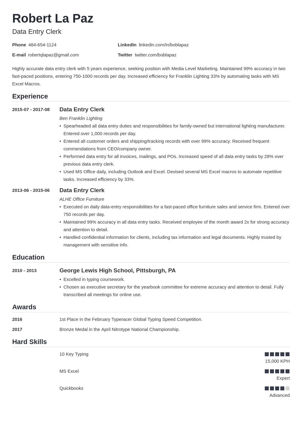 data entry resume example template nanica