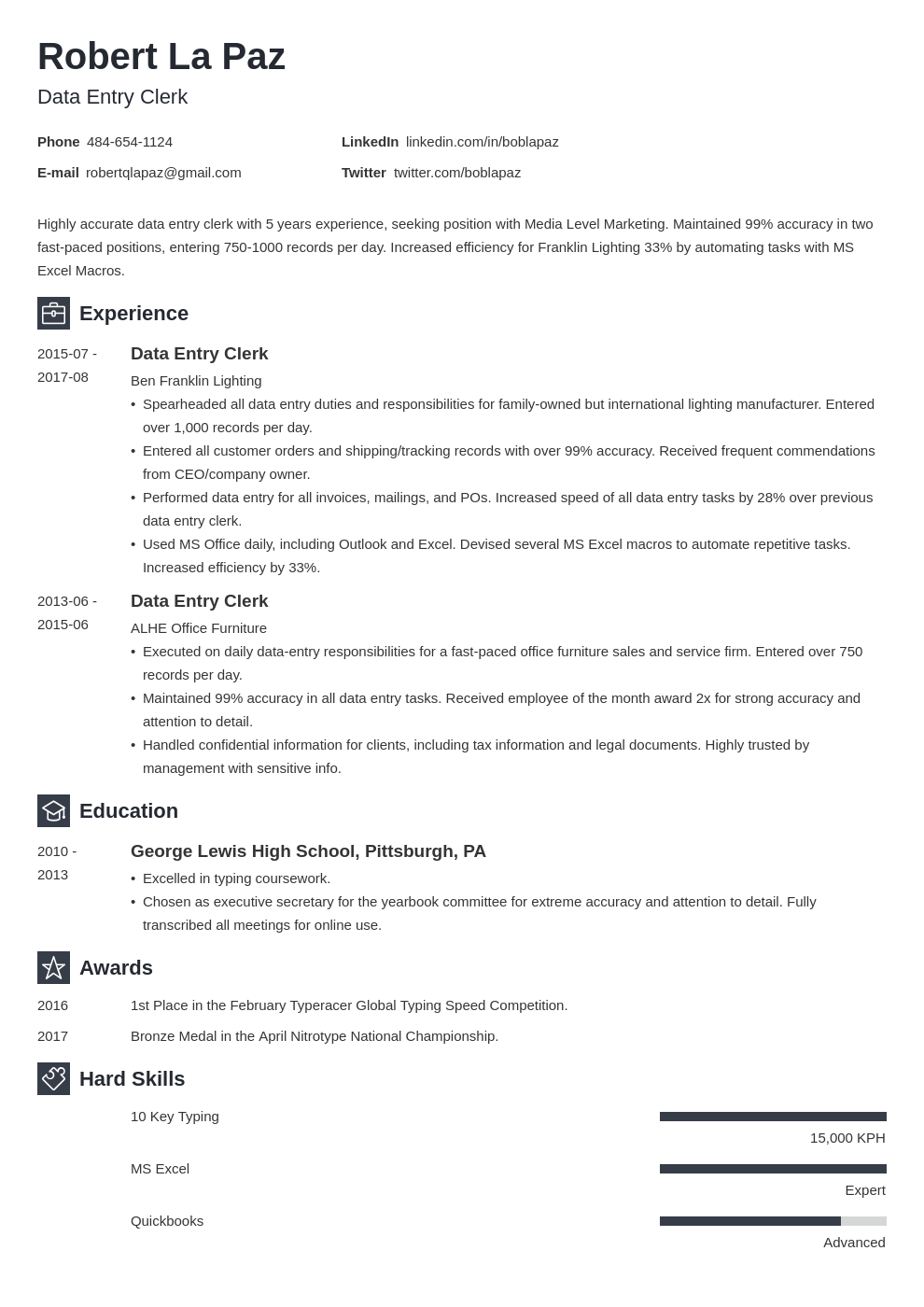 data entry resume example template newcast