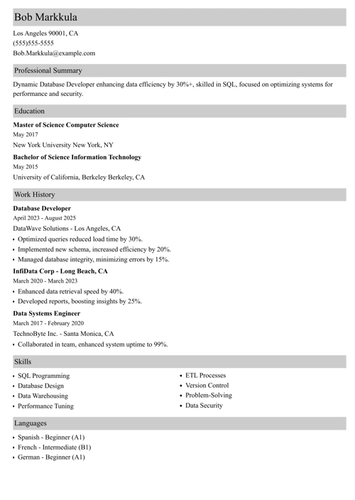 sample resume example