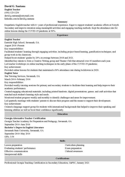 sample resume