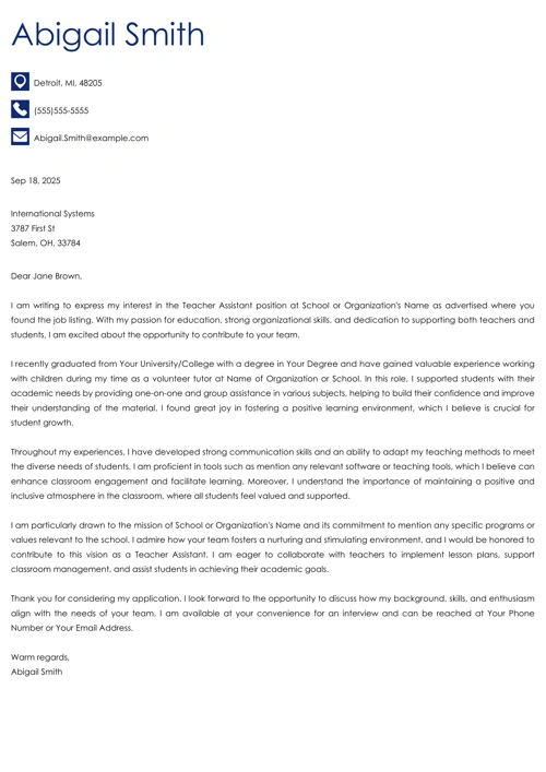 sample cover letter example