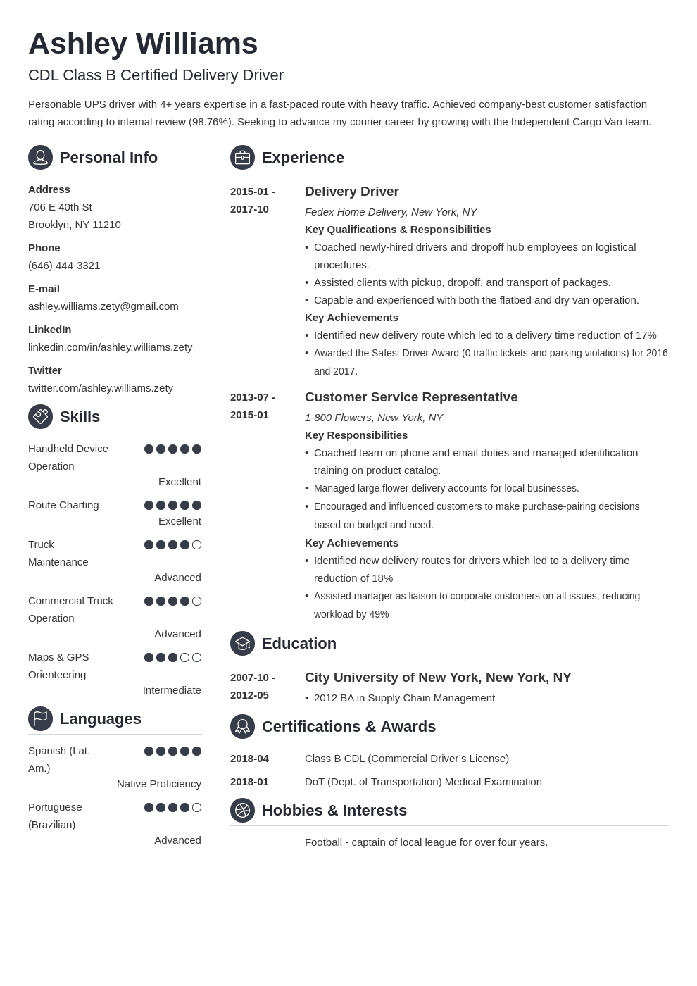 delivery driver resume example template crisp