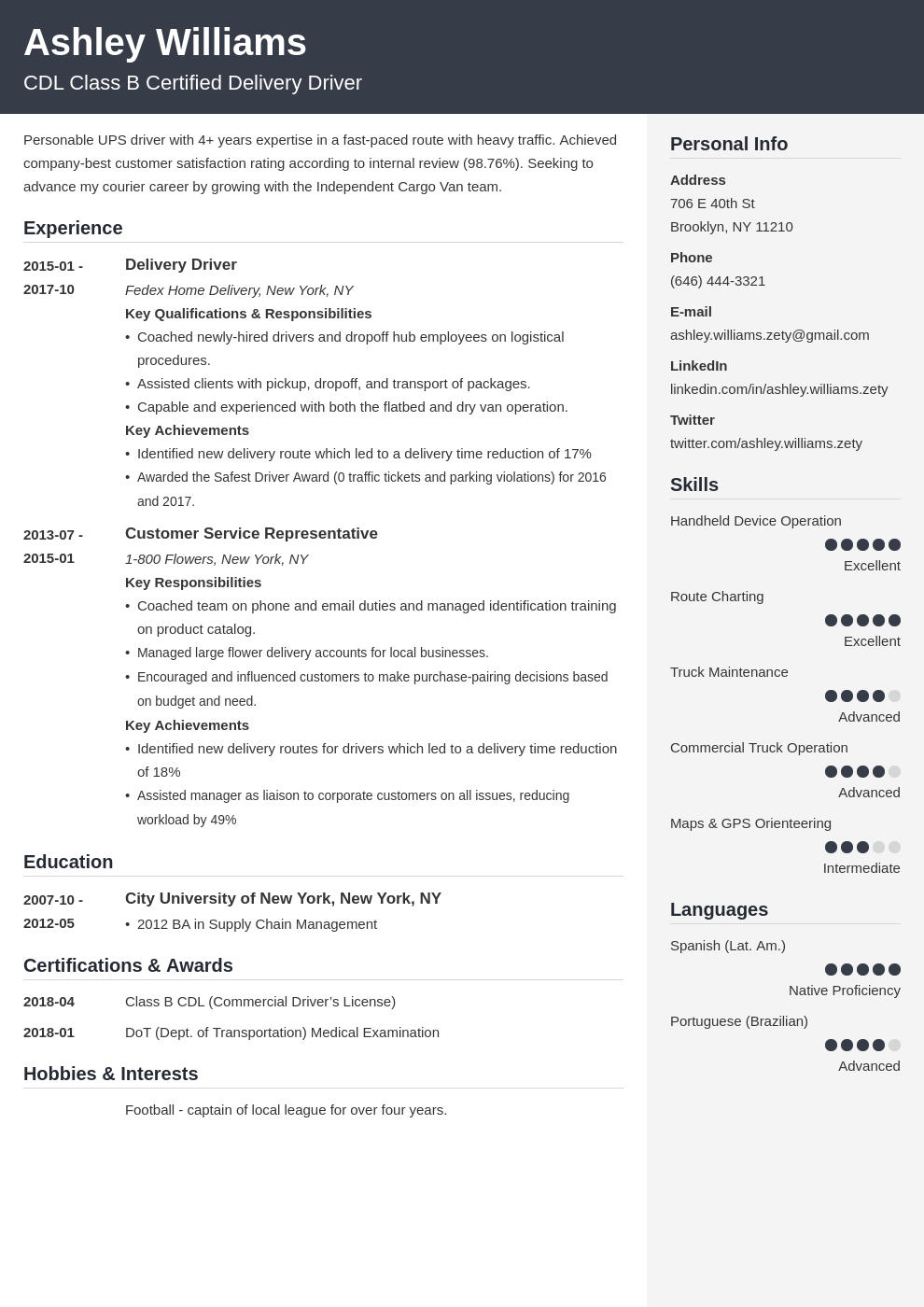 delivery driver resume example template cubic