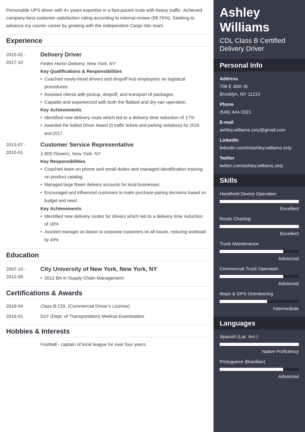 delivery driver resume example template enfold