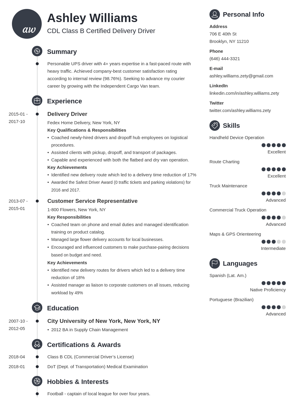 delivery driver resume example template primo