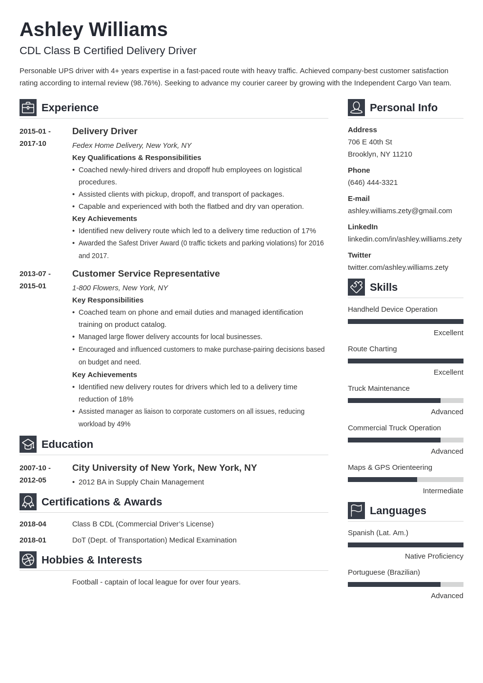 delivery driver resume example template vibes