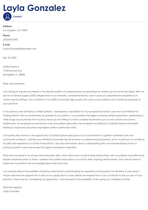 Dentist Cover Letter Examples & Writing Guide