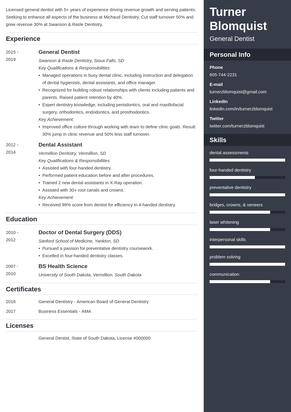 dentist resume example template enfold