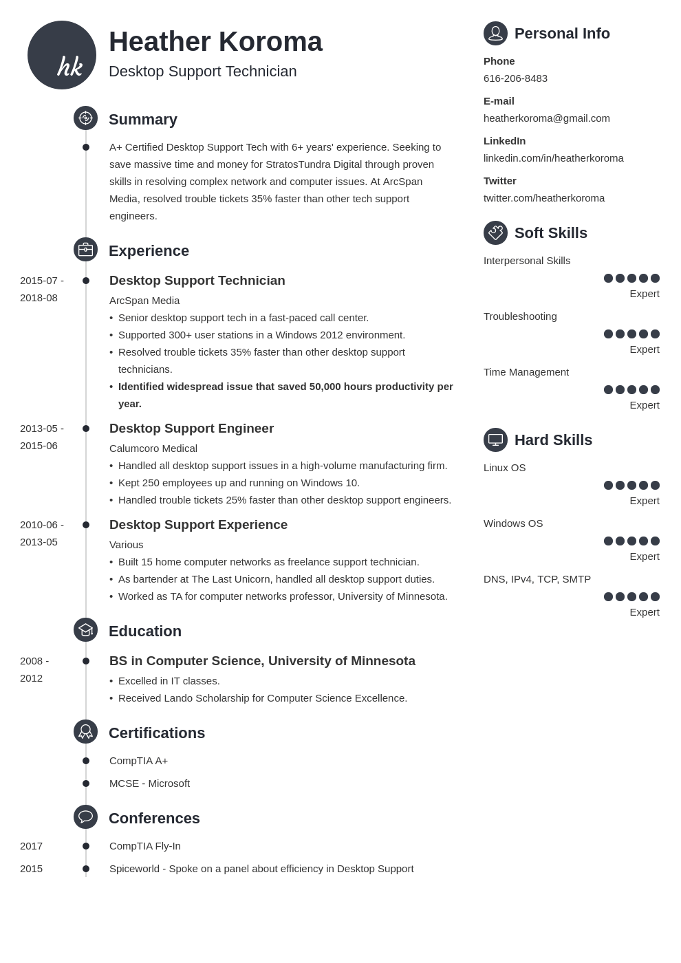 desktop support resume example template primo