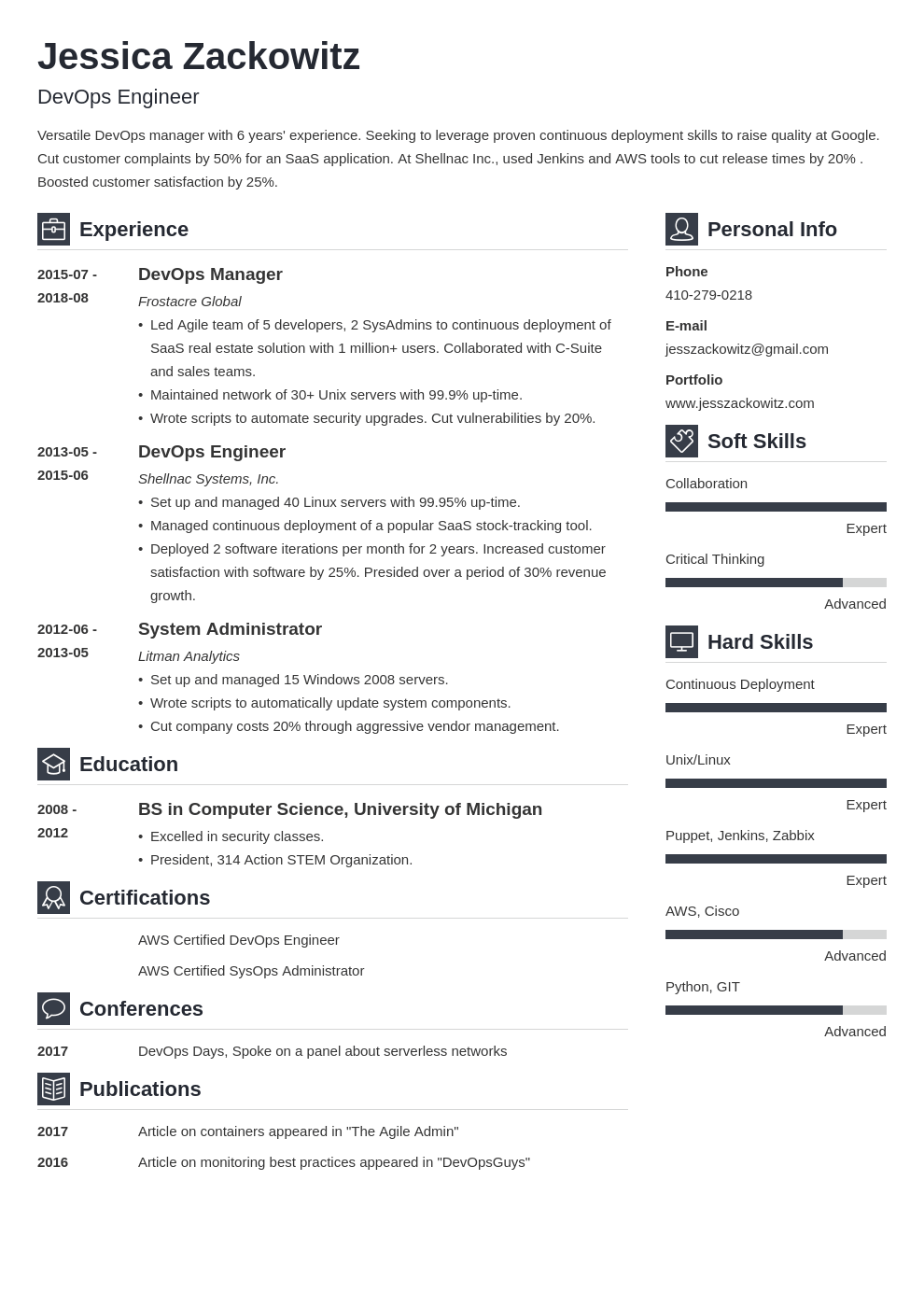 devops resume example template vibes