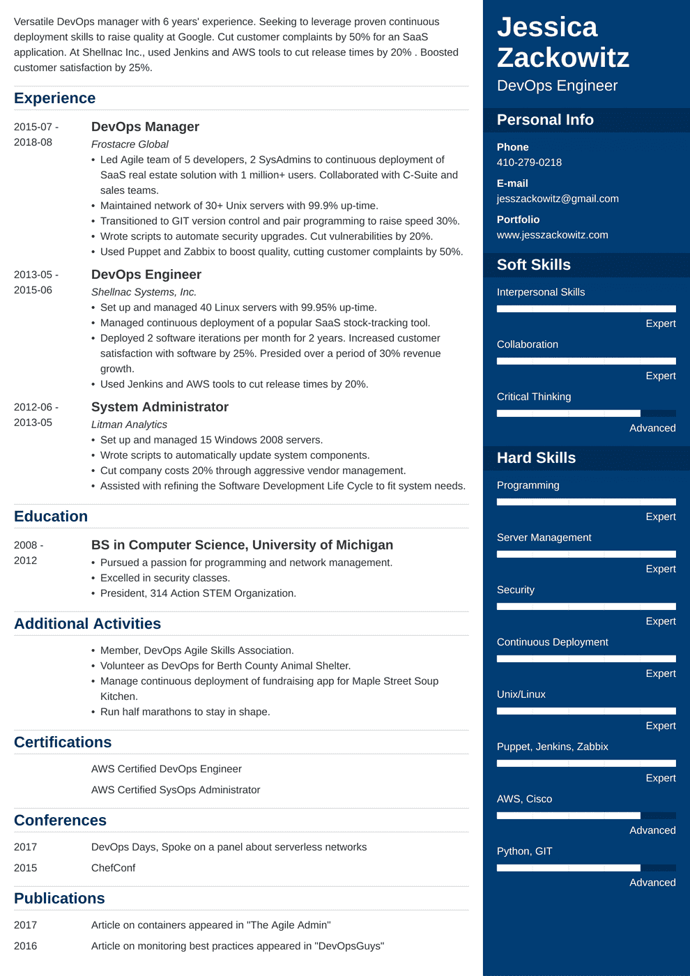 Devops Engineer Summary For Resume