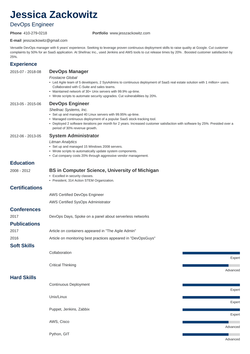 Devops Engineer Resume Sample Guide 20 Tips