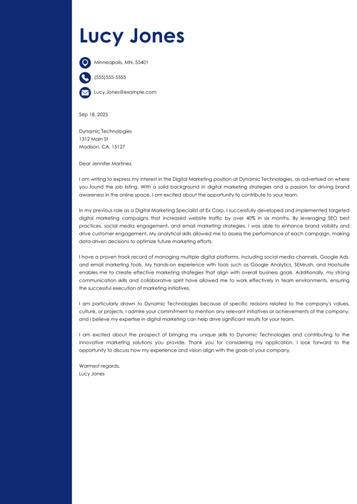 sample cover letter example