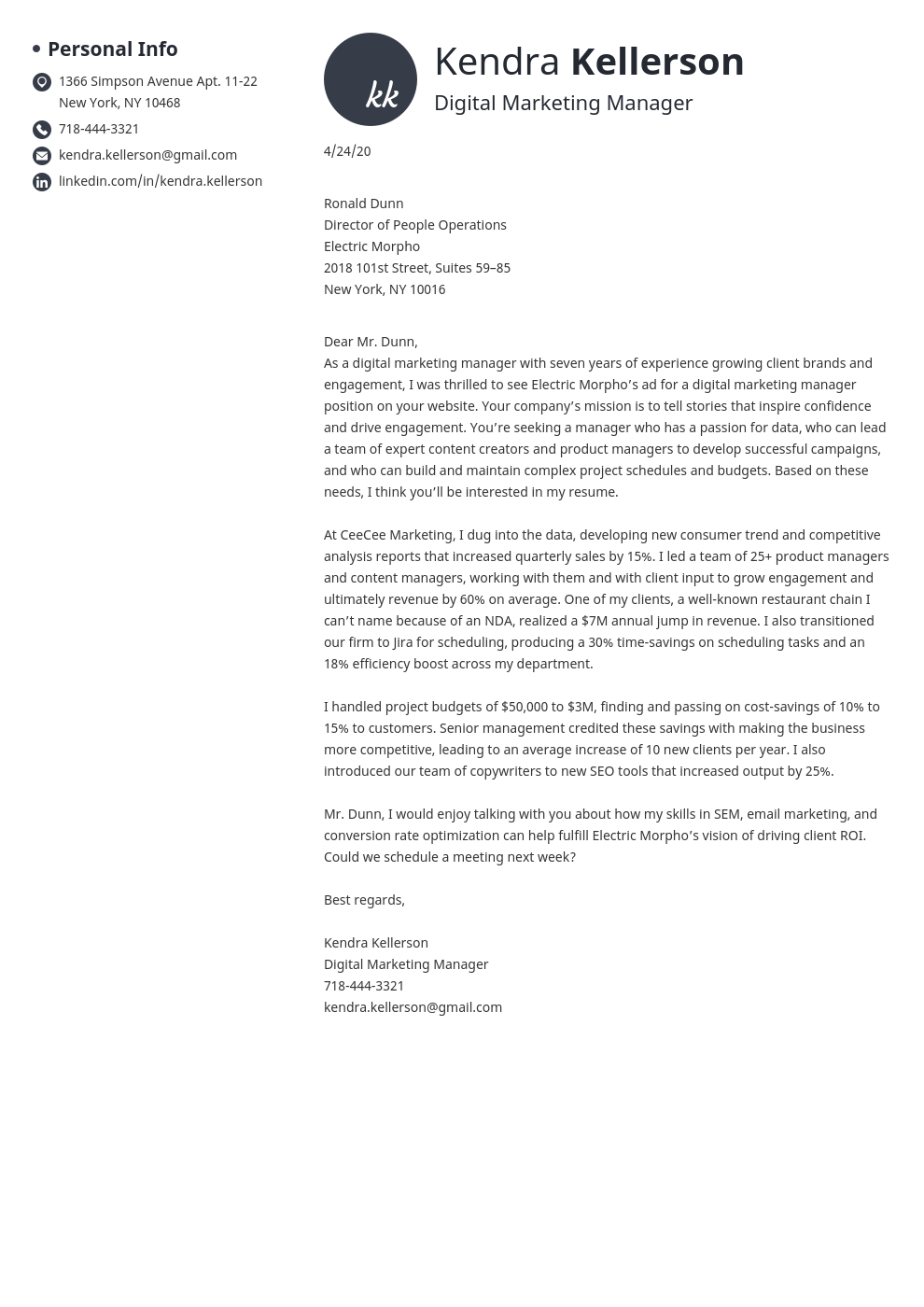 Marketing Cover Letter Template