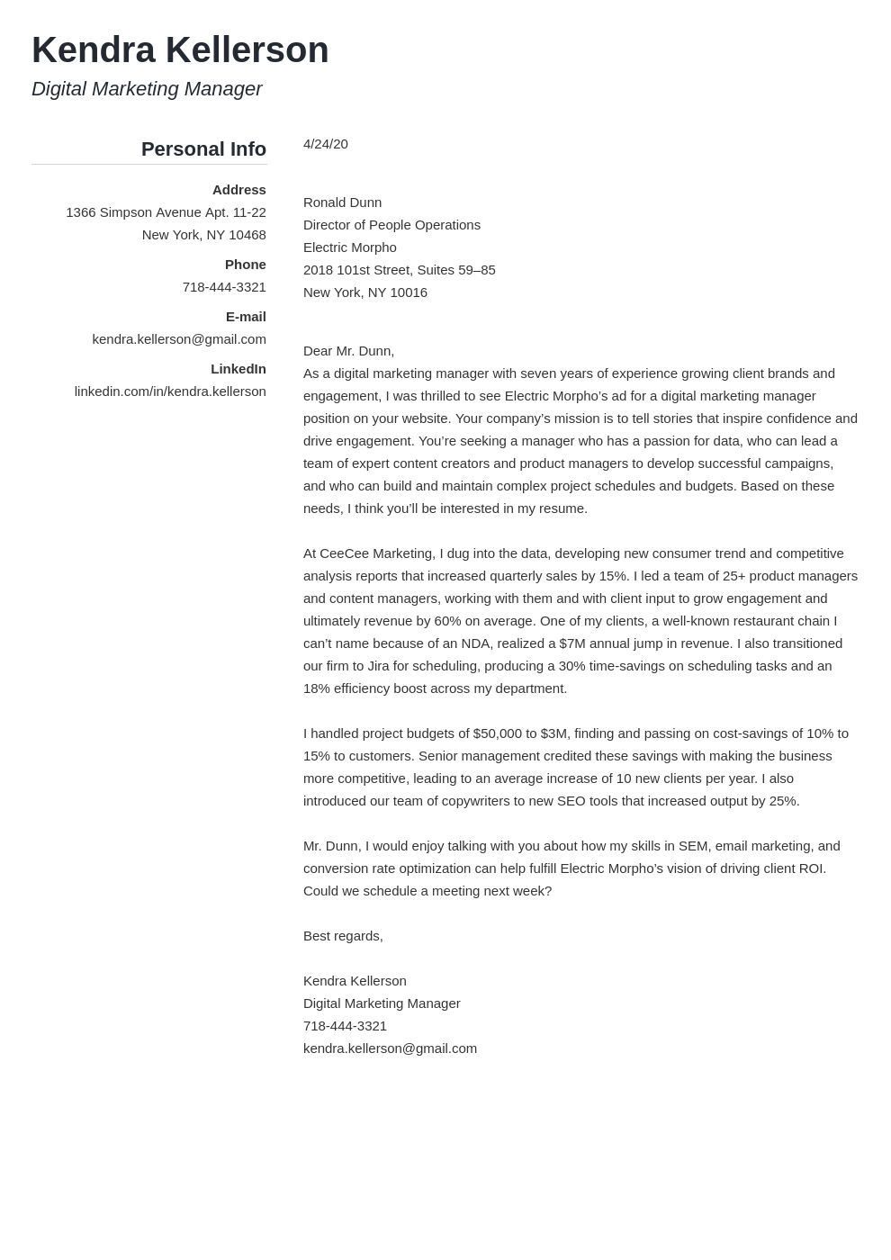 Digital Marketing Cover Letter Examples Writing Guide