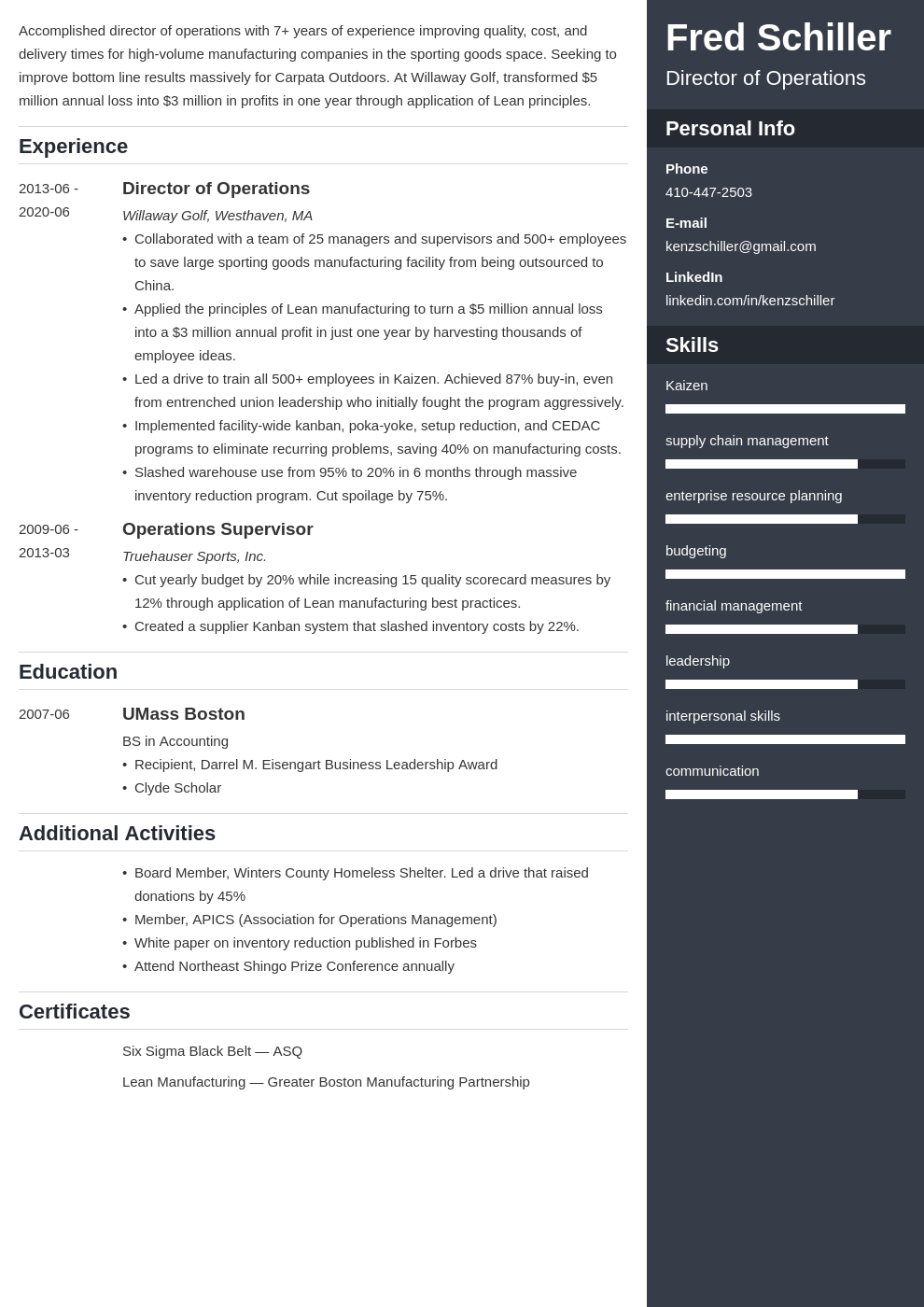 Director Of Operations Resume Example Guide For 2024