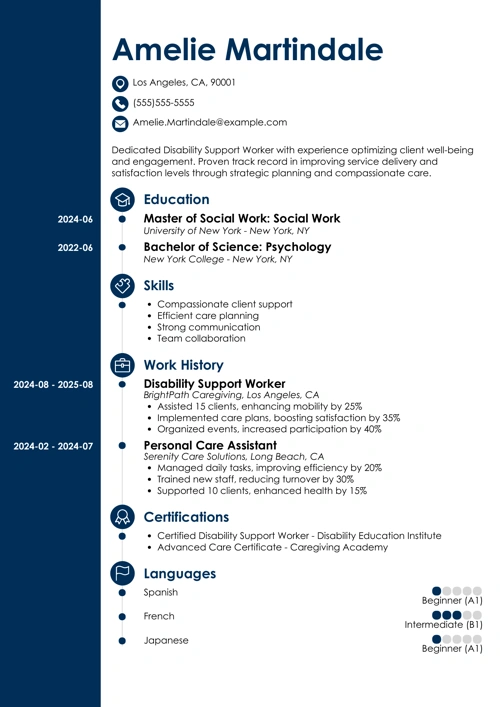 disability support worker resume